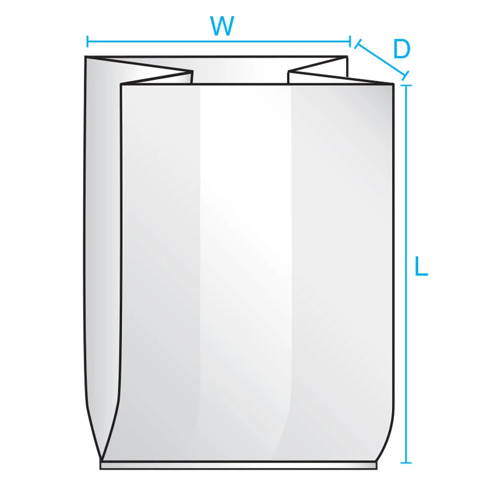 16" x 12" x 30" x 1.5 mil Clear Eco-Manufactured Plastic Side-Gusseted Bags (Case of 500)