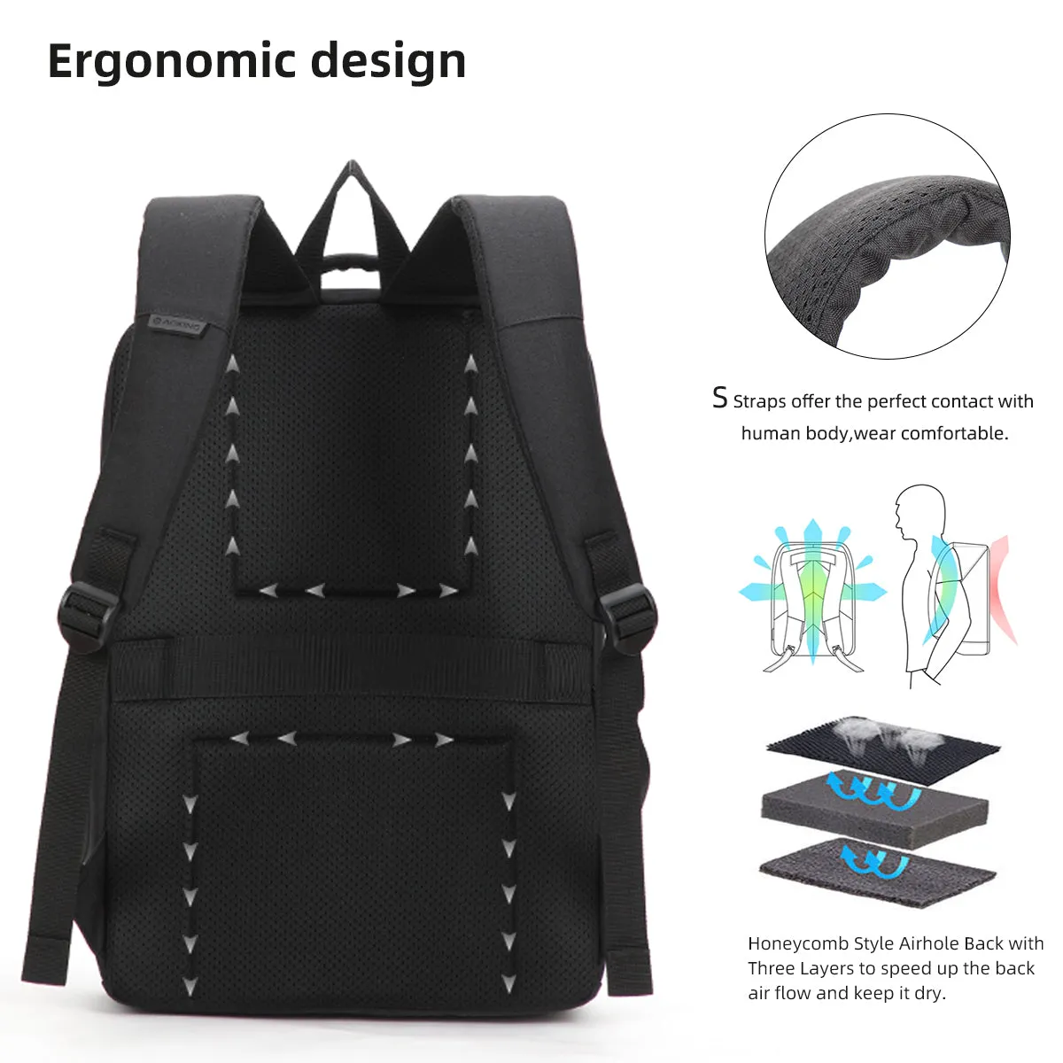 Aoking  Travel Smart Laptop Backpack - Sn1133-5