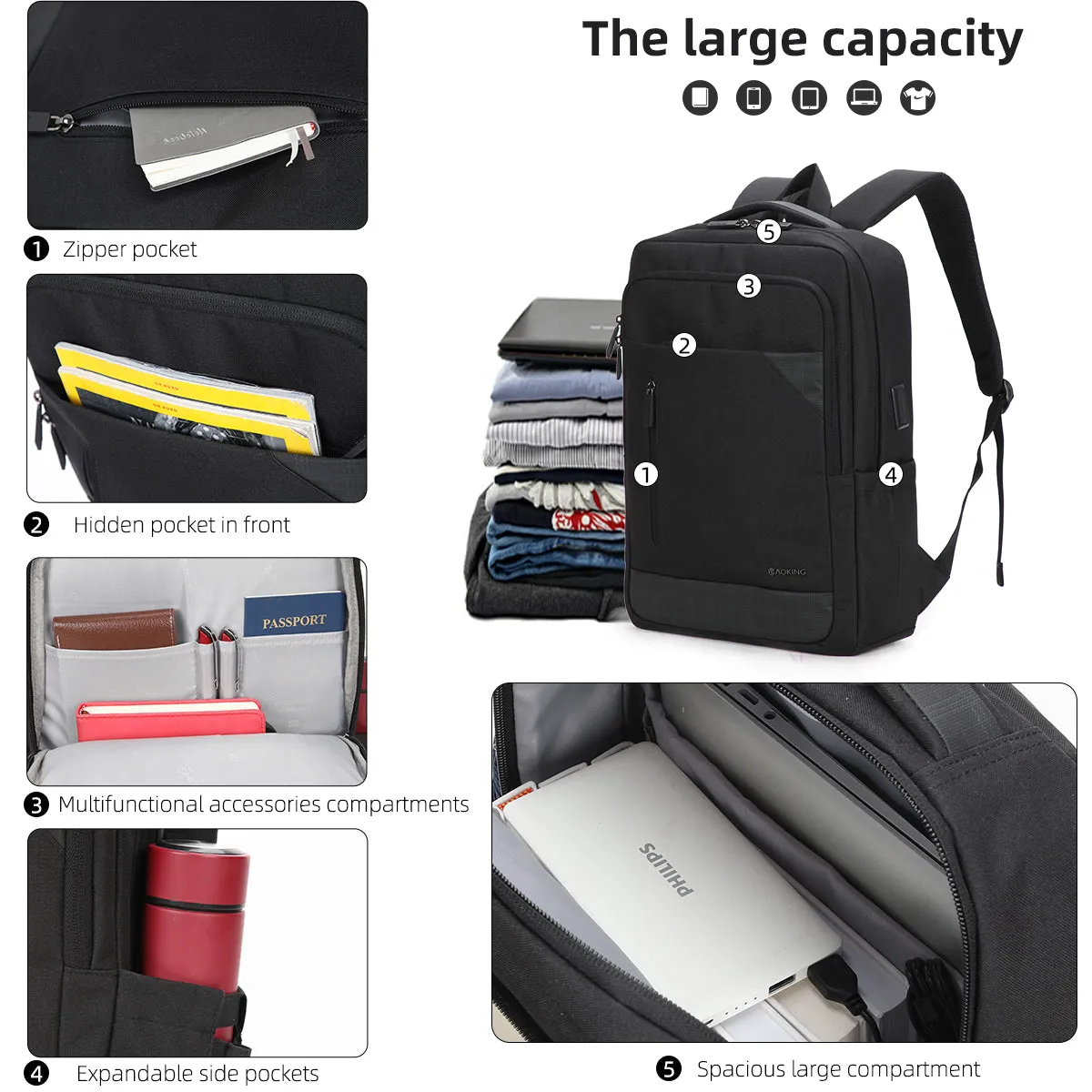 Aoking  Travel Smart Laptop Backpack - Sn1133-5