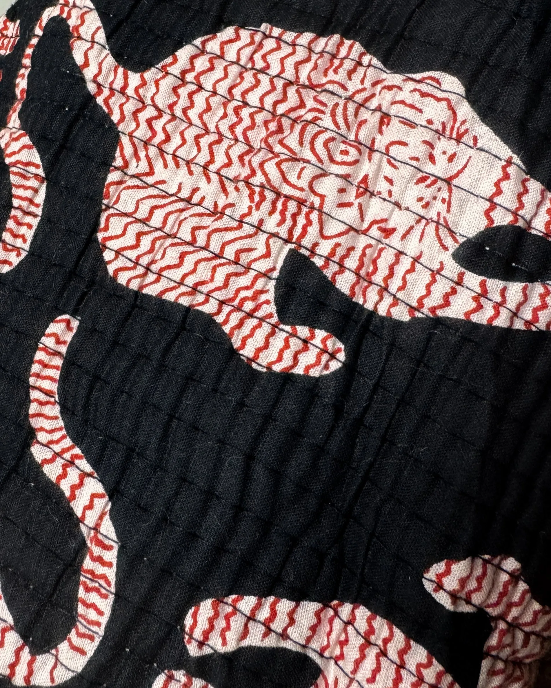 Black and red tiger l Handmade Quilted Cotton Bag