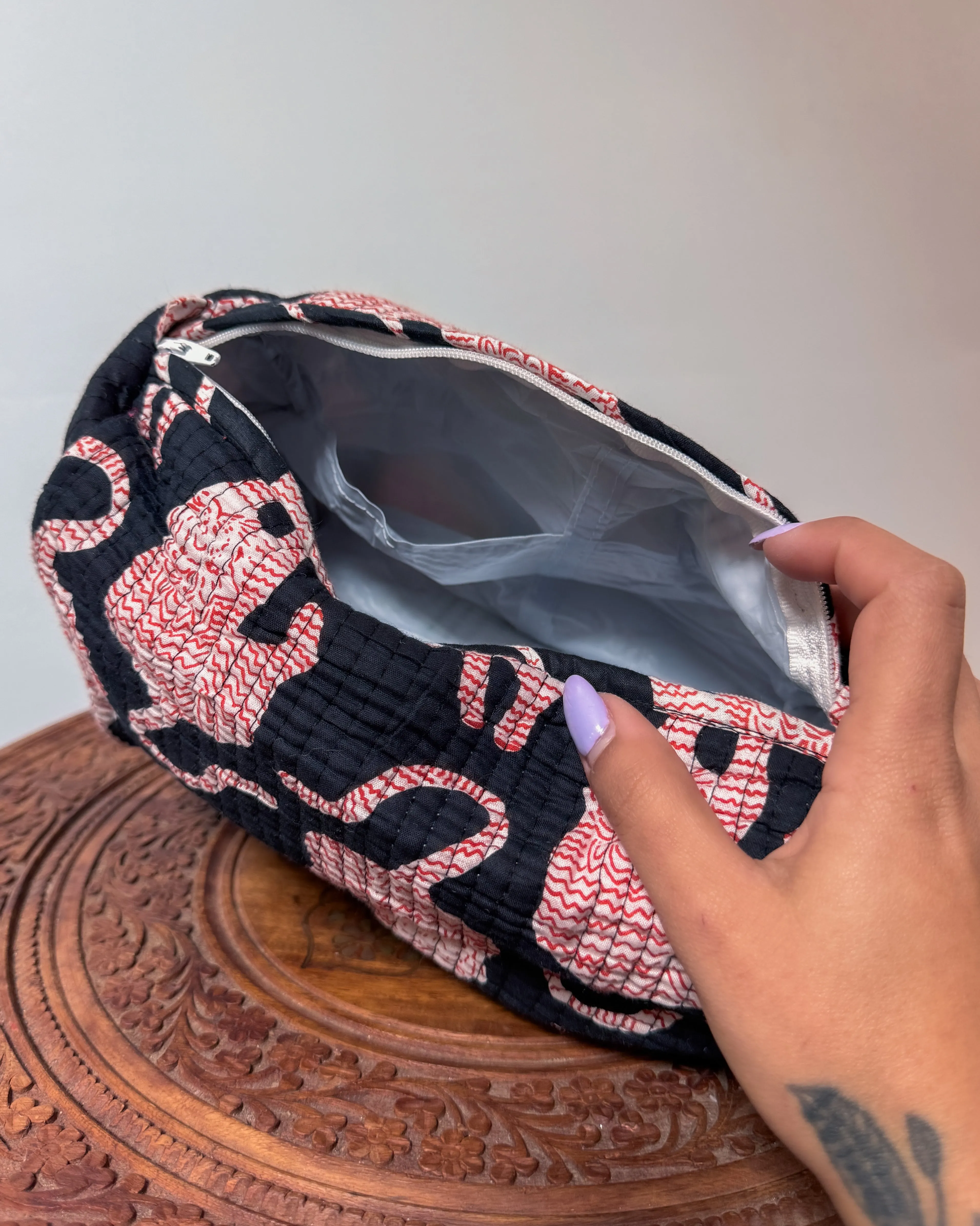 Black and red tiger l Handmade Quilted Cotton Bag