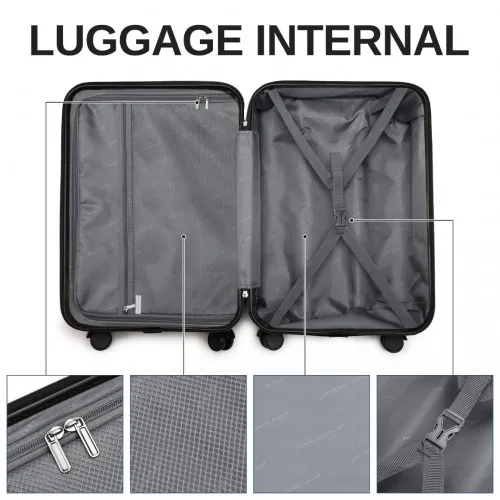 British Traveller 24-Inch Black Suitcase - Durable, Lightweight, TSA Lock, Scratch-Resistant
