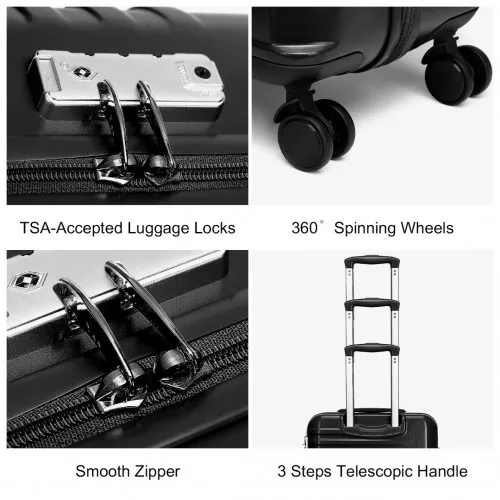 British Traveller 24-Inch Black Suitcase - Durable, Lightweight, TSA Lock, Scratch-Resistant