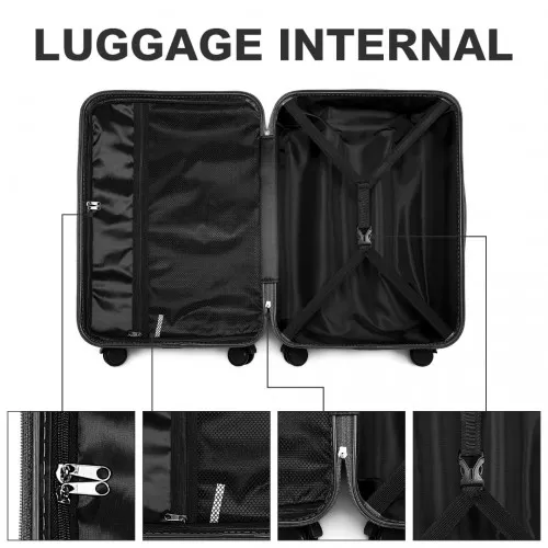 British Traveller 24-Inch Black Suitcase - Durable, Lightweight, TSA Lock, Scratch-Resistant