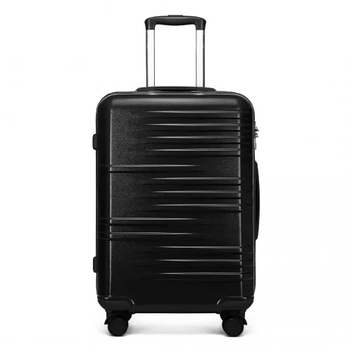 British Traveller 24-Inch Black Suitcase - Durable, Lightweight, TSA Lock, Scratch-Resistant
