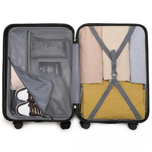 British Traveller 24-Inch Black Suitcase - Durable, Lightweight, TSA Lock, Scratch-Resistant