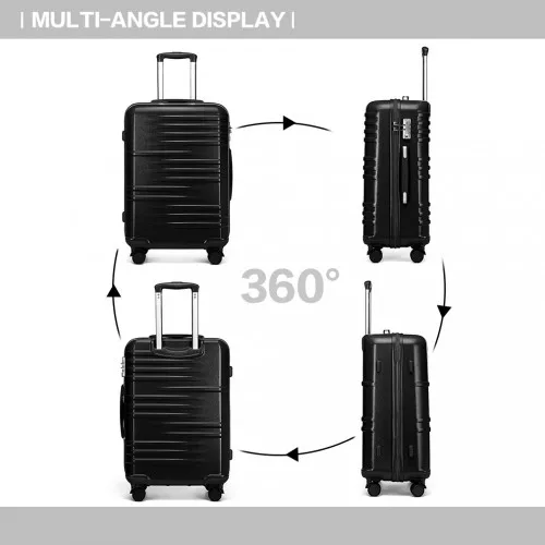British Traveller 24-Inch Black Suitcase - Durable, Lightweight, TSA Lock, Scratch-Resistant