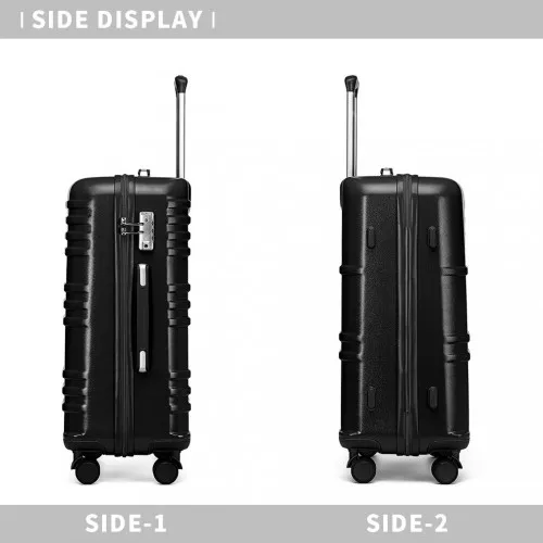 British Traveller 24-Inch Black Suitcase - Durable, Lightweight, TSA Lock, Scratch-Resistant