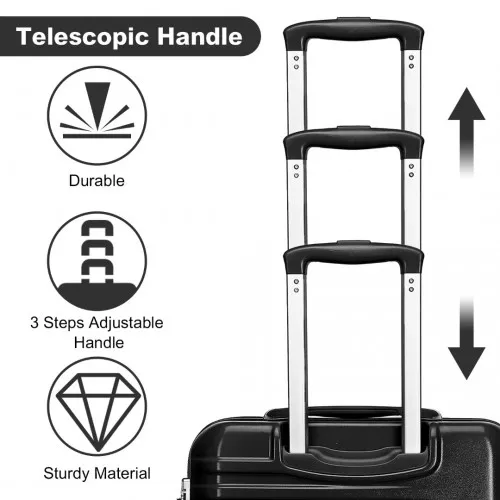British Traveller 24-Inch Black Suitcase - Durable, Lightweight, TSA Lock, Scratch-Resistant