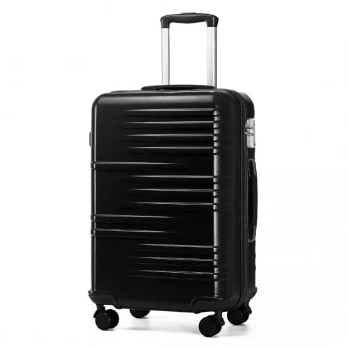 British Traveller 24-Inch Black Suitcase - Durable, Lightweight, TSA Lock, Scratch-Resistant