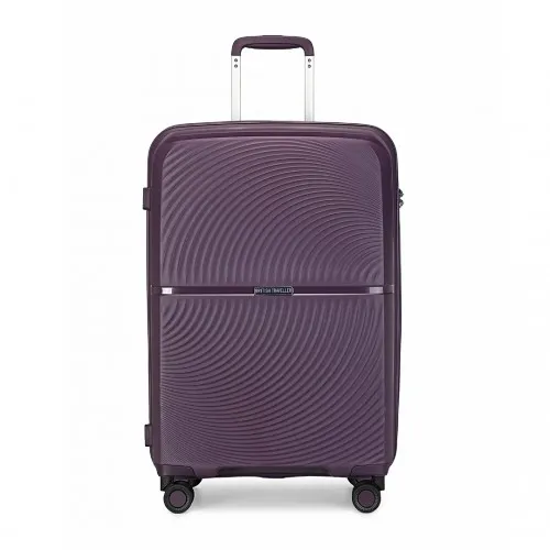 British Traveller 24 Inch Spinner Hard Shell PP Suitcase with TSA Lock - Purple | Lightweight & Durable Travel Luggage