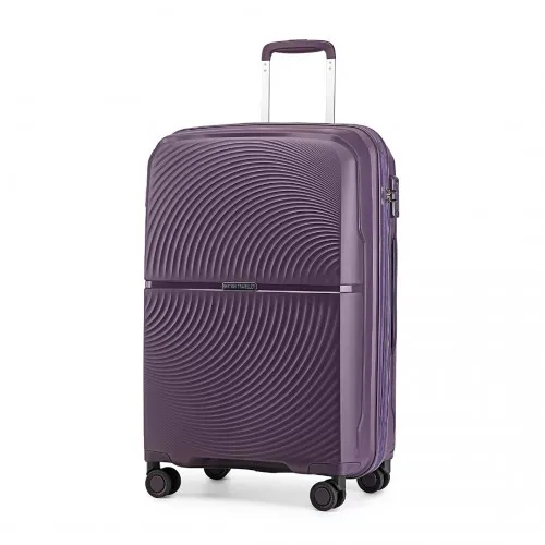 British Traveller 24 Inch Spinner Hard Shell PP Suitcase with TSA Lock - Purple | Lightweight & Durable Travel Luggage