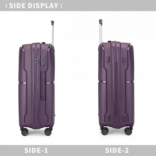 British Traveller 24 Inch Spinner Hard Shell PP Suitcase with TSA Lock - Purple | Lightweight & Durable Travel Luggage