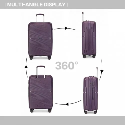 British Traveller 24 Inch Spinner Hard Shell PP Suitcase with TSA Lock - Purple | Lightweight & Durable Travel Luggage