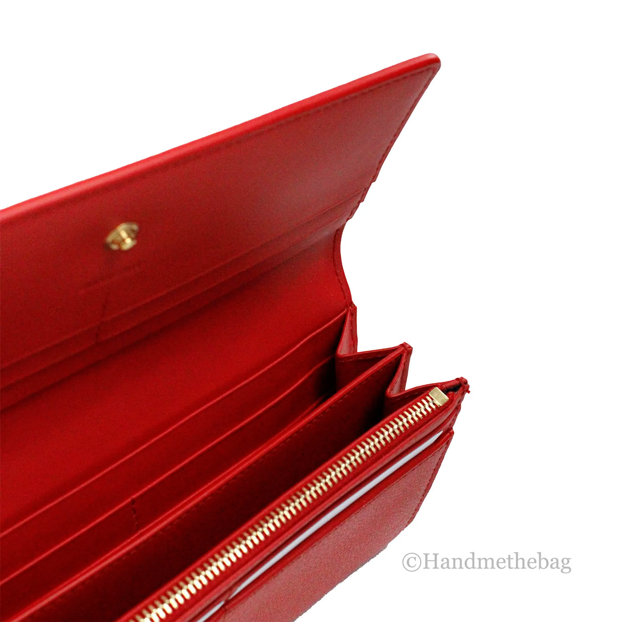 Burberry Porter Red Leather Branded Embossed Clutch Flap Wallet