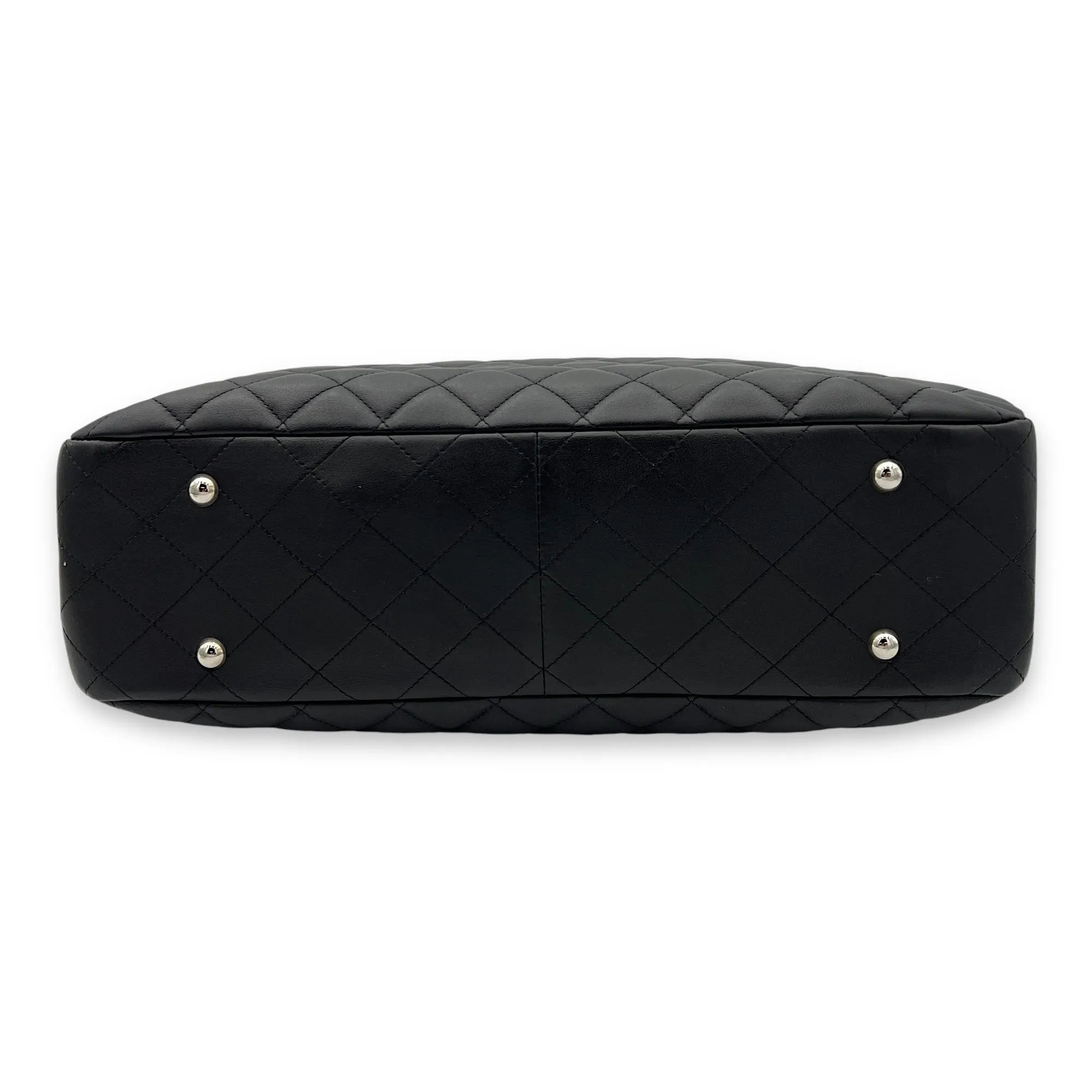 CC Tote Bag Black in Calfskin, Silver hardware