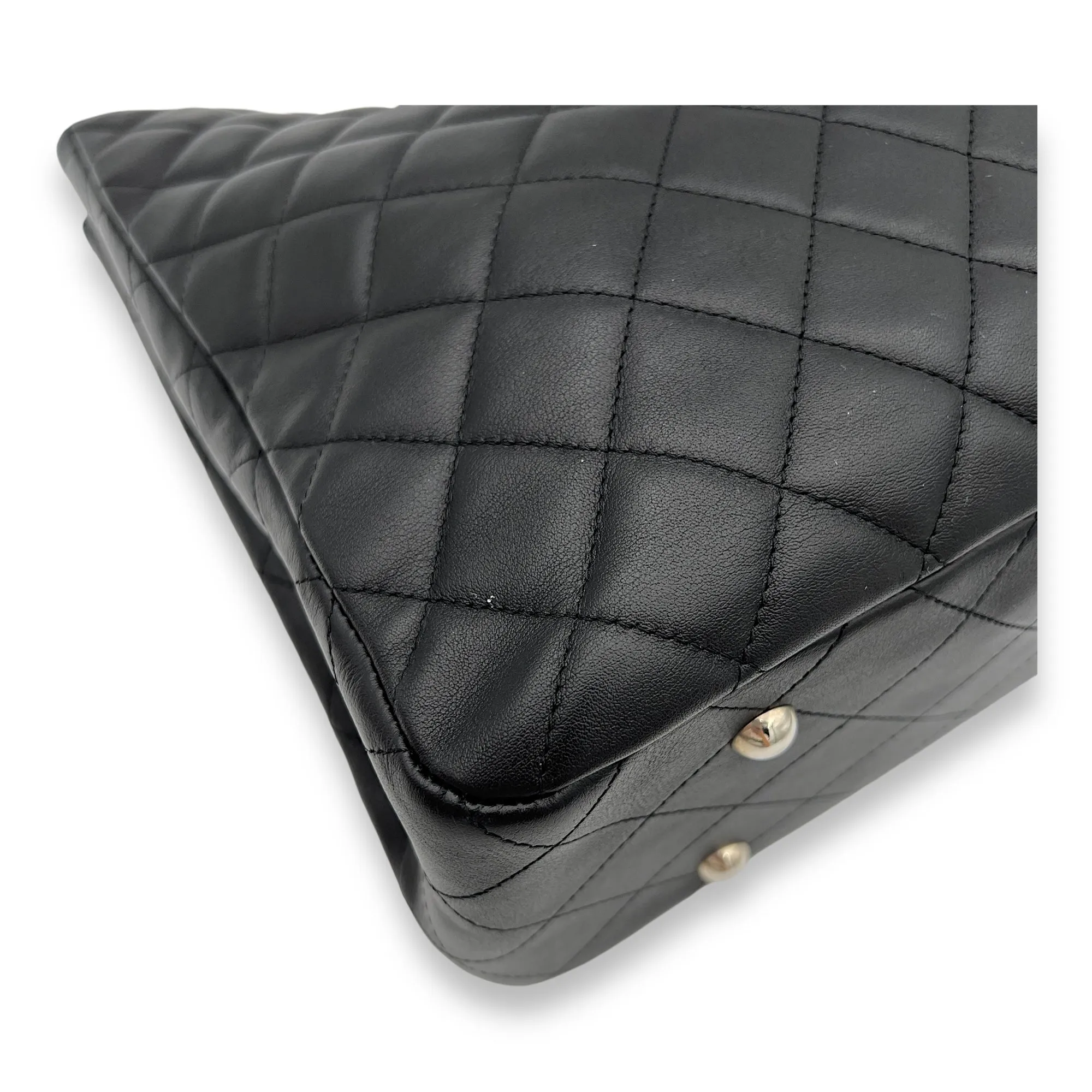 CC Tote Bag Black in Calfskin, Silver hardware