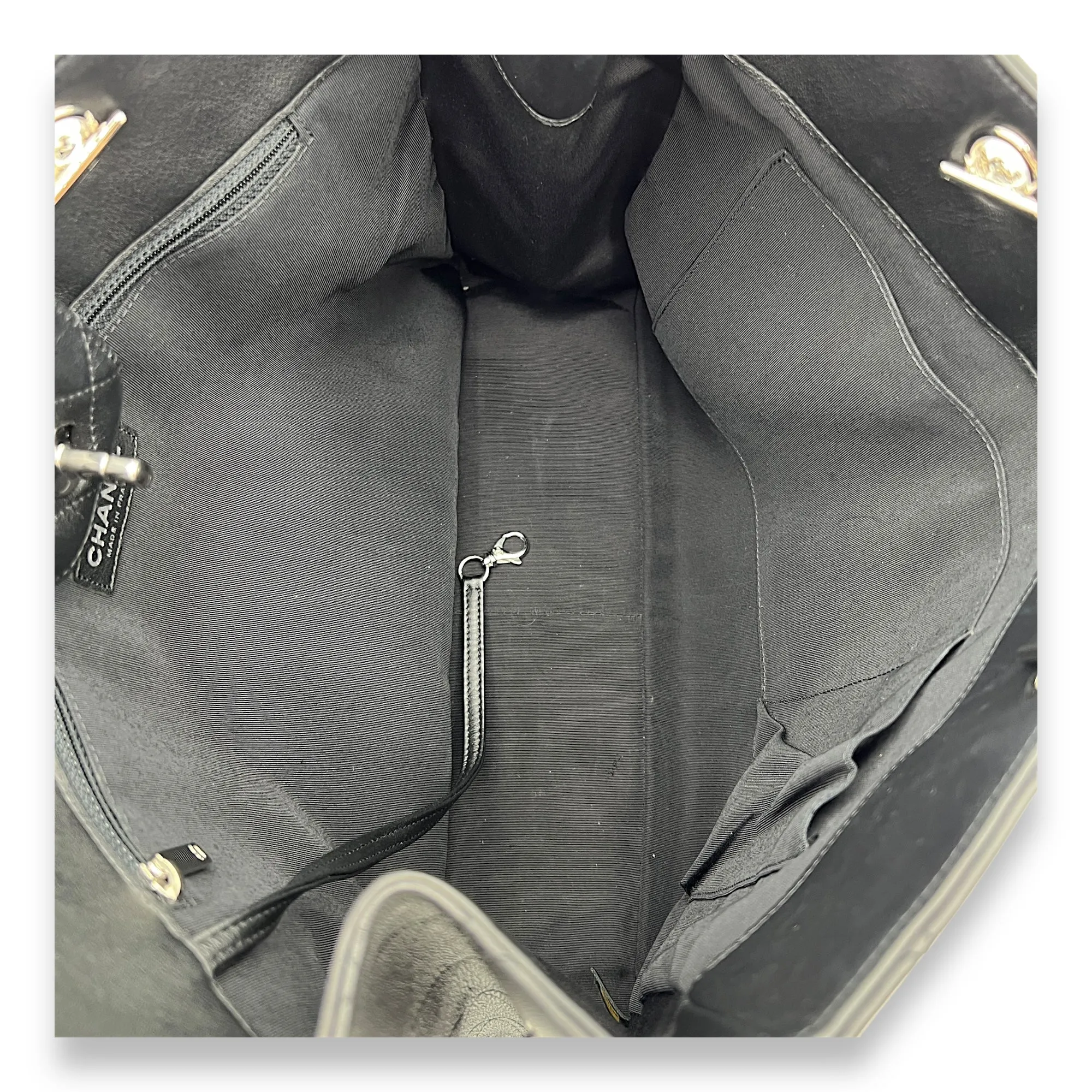 CC Tote Bag Black in Calfskin, Silver hardware