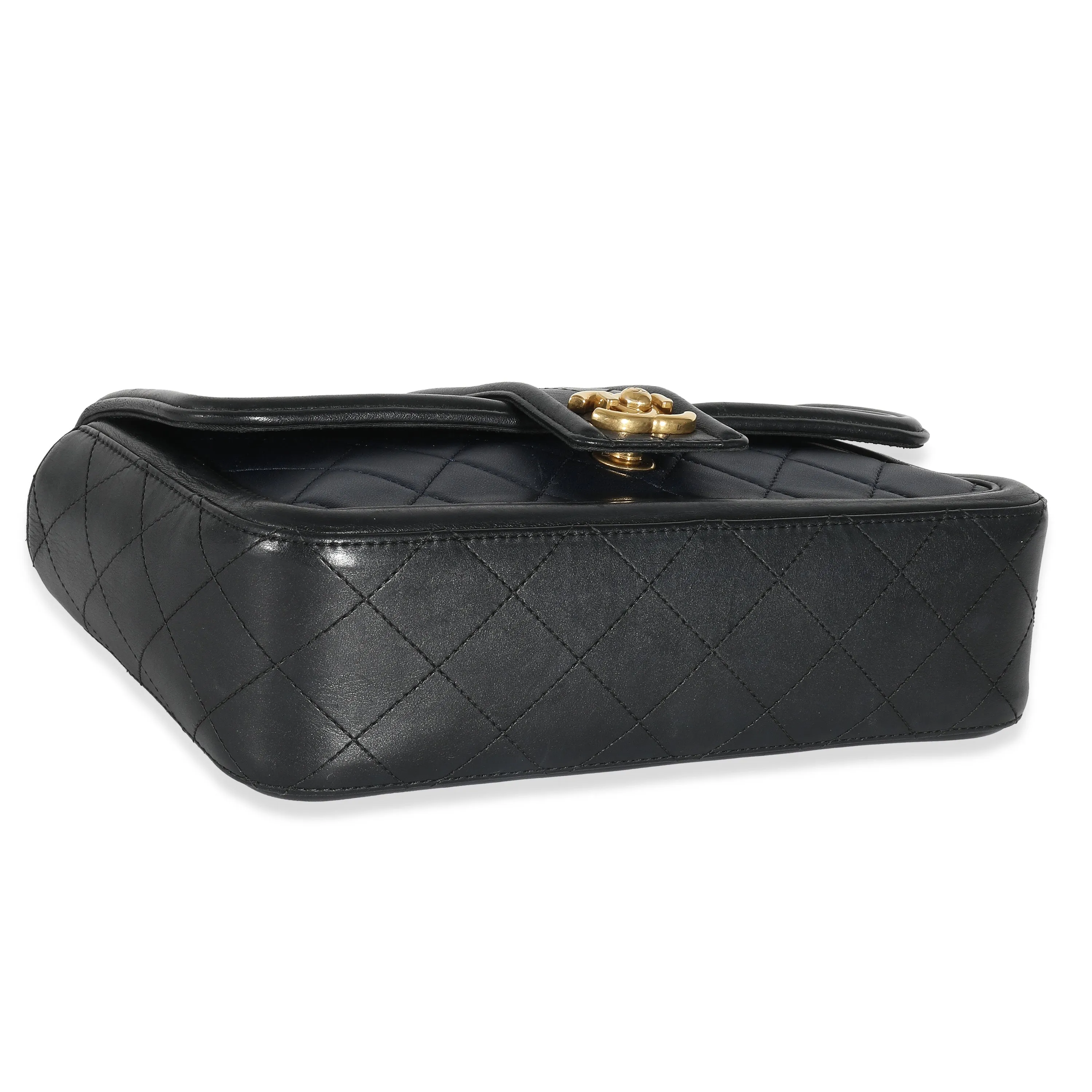 CHANEL Navy Black Quilted Lambskin Medium Elegant CC Flap Bag