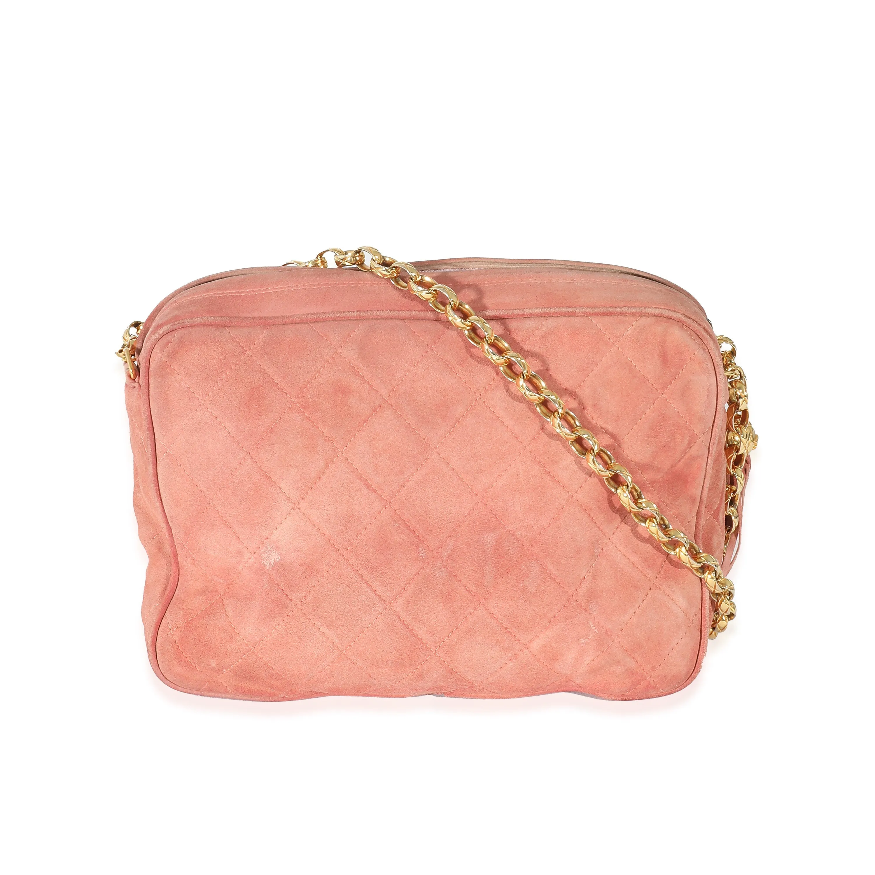 CHANEL Pink Suede Bijoux Chain Camera Bag