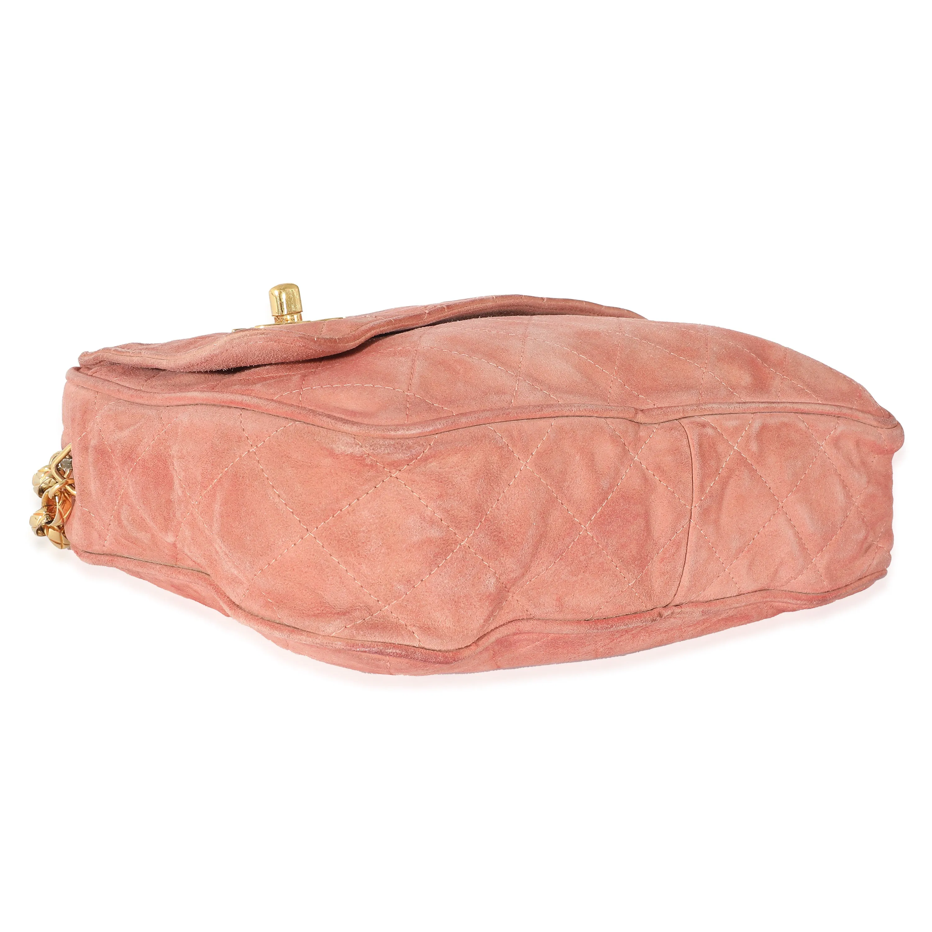 CHANEL Pink Suede Bijoux Chain Camera Bag