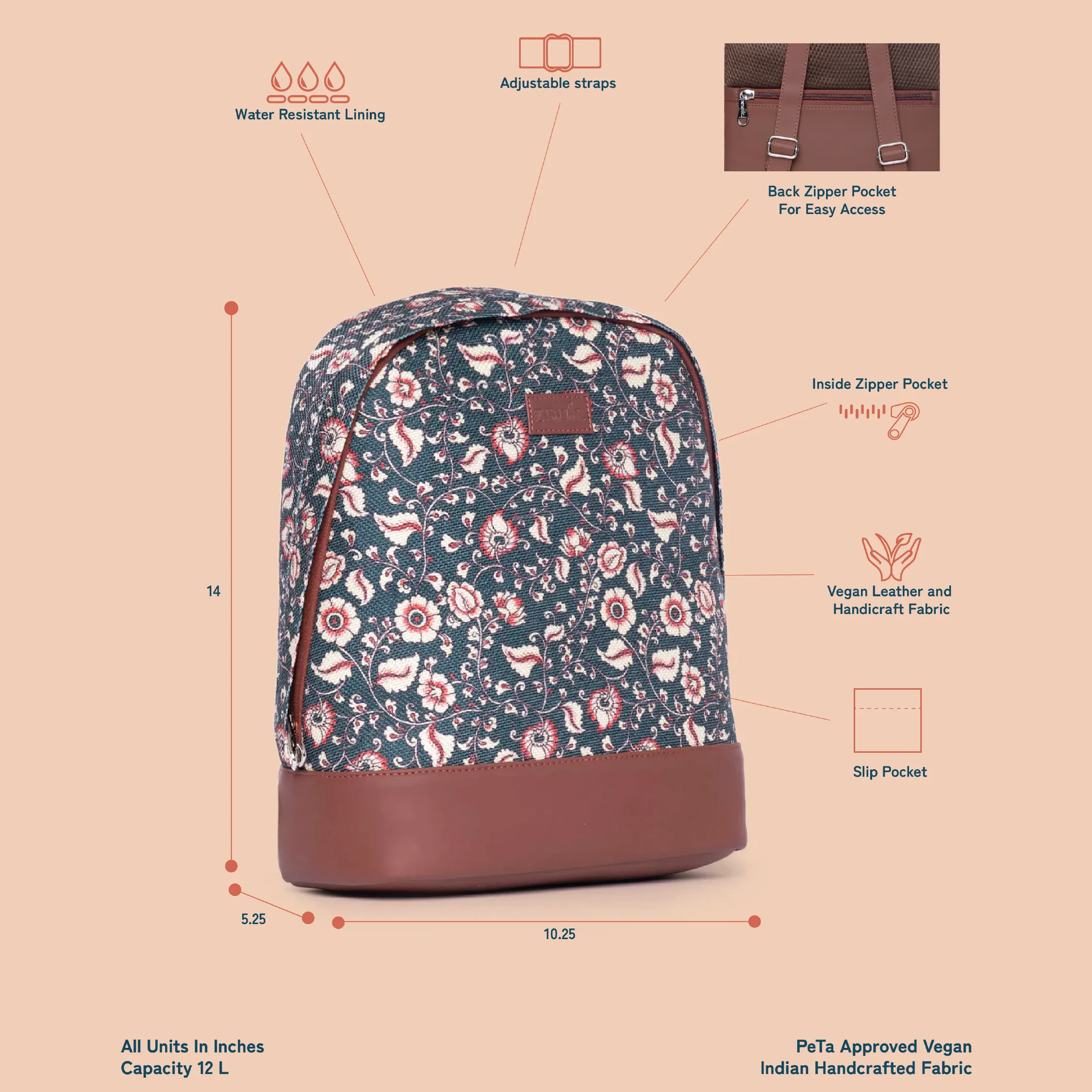 Chittoor Blue Kalamkari Dome Daypack