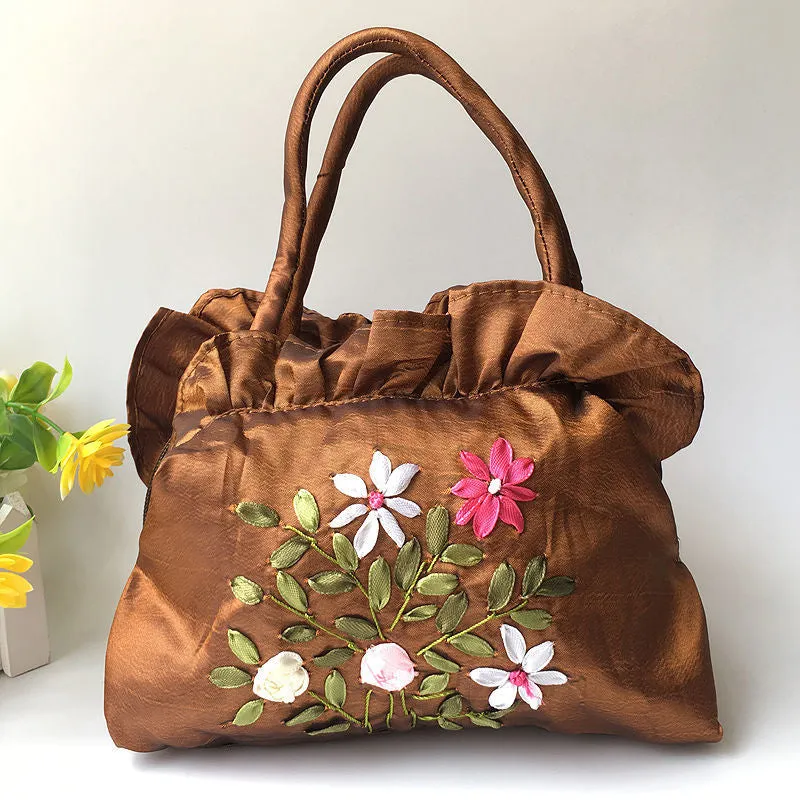 Christmas Gift 2024 New Ethnic Style Retro Embroidery Bucket Drawstring Mobile Phone Bag Storage Craft Handmade Handbags Multifunction Bolsa