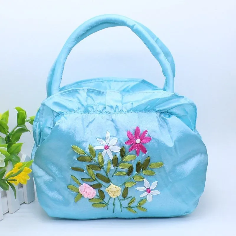 Christmas Gift 2024 New Ethnic Style Retro Embroidery Bucket Drawstring Mobile Phone Bag Storage Craft Handmade Handbags Multifunction Bolsa
