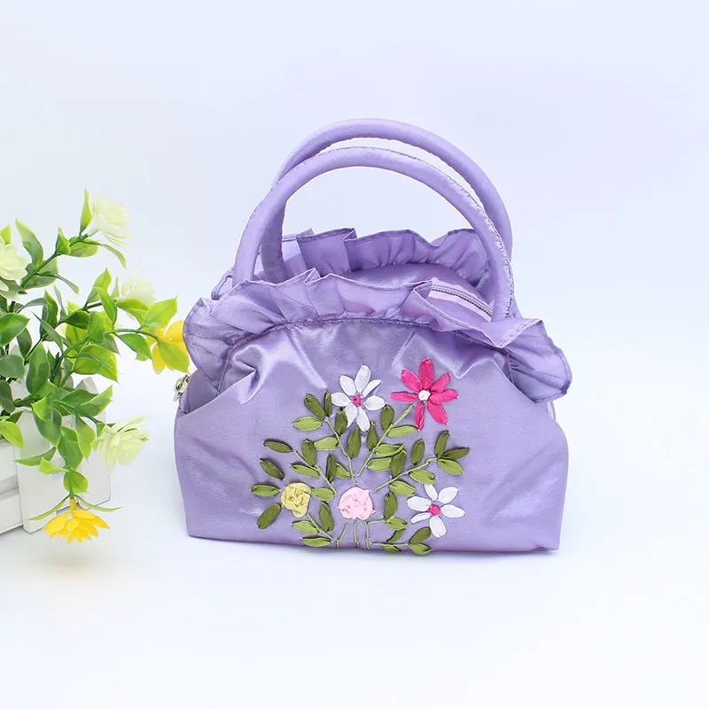 Christmas Gift 2024 New Ethnic Style Retro Embroidery Bucket Drawstring Mobile Phone Bag Storage Craft Handmade Handbags Multifunction Bolsa