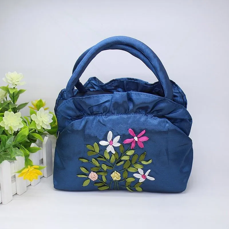 Christmas Gift 2024 New Ethnic Style Retro Embroidery Bucket Drawstring Mobile Phone Bag Storage Craft Handmade Handbags Multifunction Bolsa
