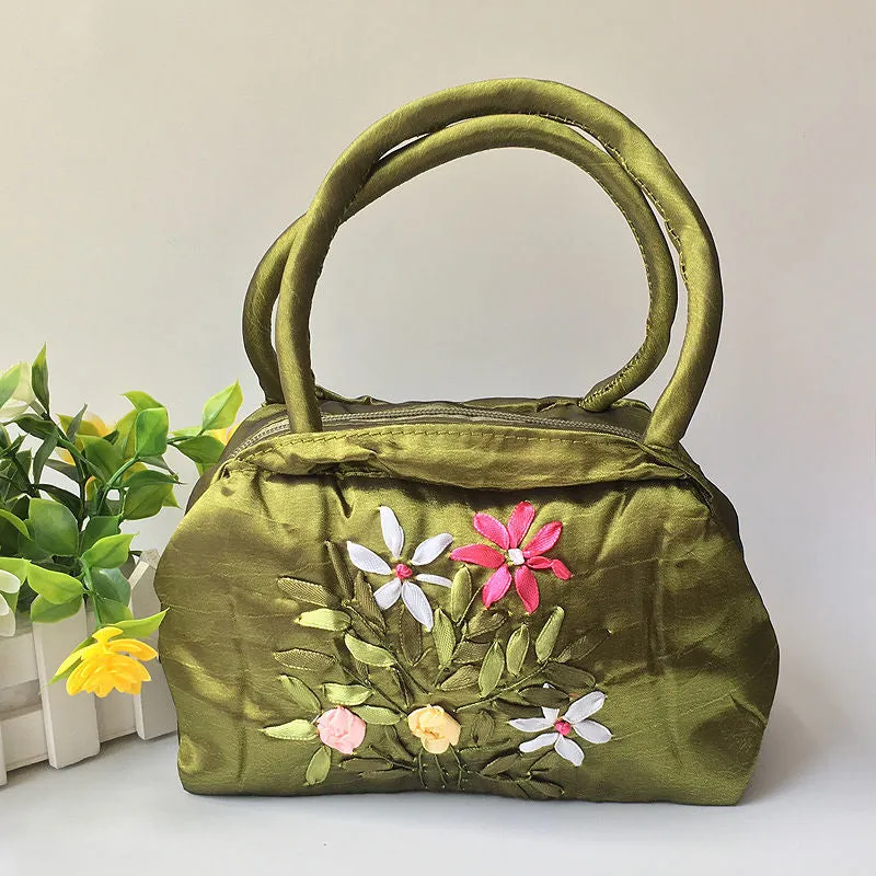 Christmas Gift 2024 New Ethnic Style Retro Embroidery Bucket Drawstring Mobile Phone Bag Storage Craft Handmade Handbags Multifunction Bolsa
