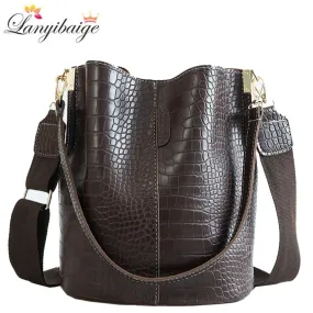 Christmas Gift Crocodile Crossbody Bags For Women 2020 Hot Shoulder Bag Luxury Handbags Women Bags Designer PU Leather Bucket Bag Mochila Sac