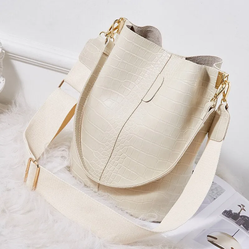 Christmas Gift Crocodile Crossbody Bags For Women 2020 Hot Shoulder Bag Luxury Handbags Women Bags Designer PU Leather Bucket Bag Mochila Sac