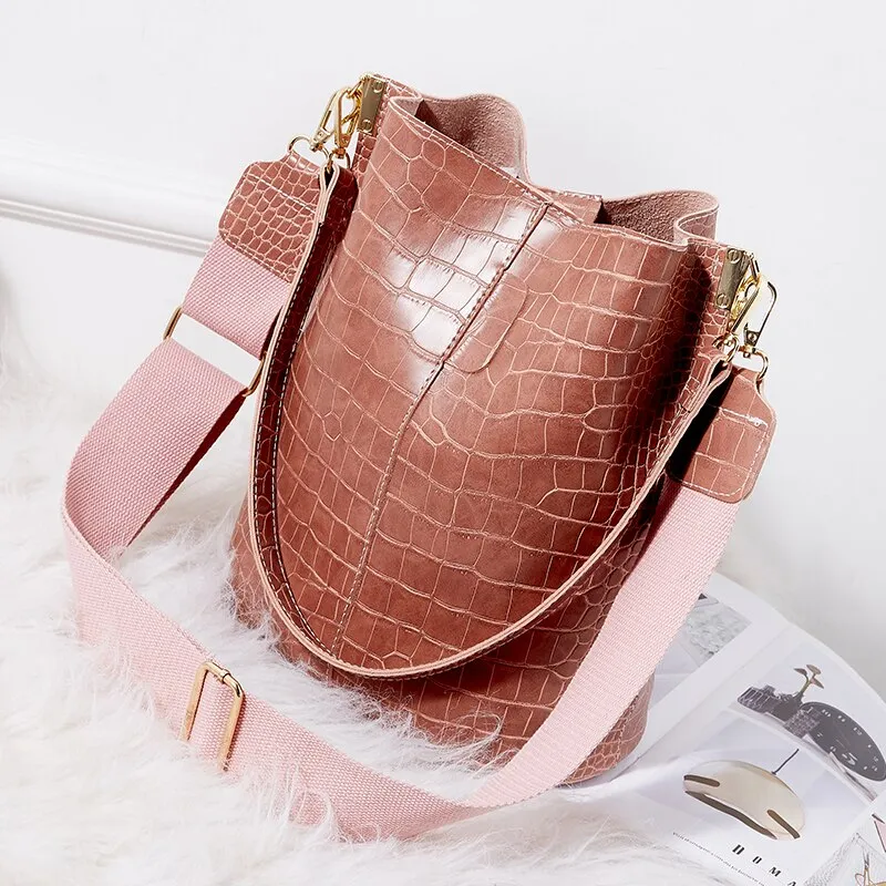 Christmas Gift Crocodile Crossbody Bags For Women 2020 Hot Shoulder Bag Luxury Handbags Women Bags Designer PU Leather Bucket Bag Mochila Sac