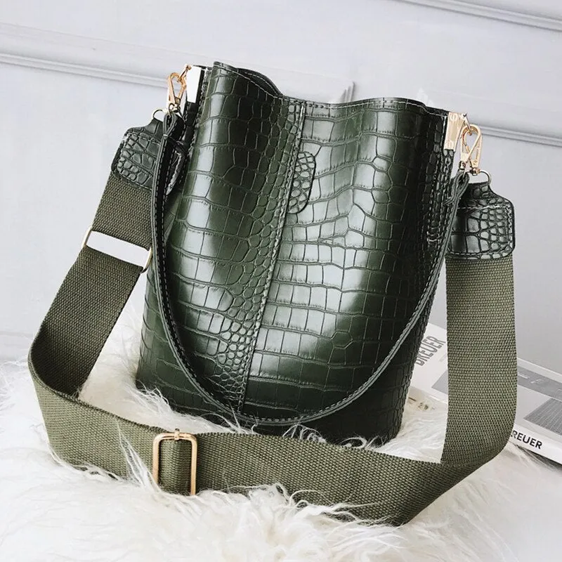 Christmas Gift Crocodile Crossbody Bags For Women 2020 Hot Shoulder Bag Luxury Handbags Women Bags Designer PU Leather Bucket Bag Mochila Sac