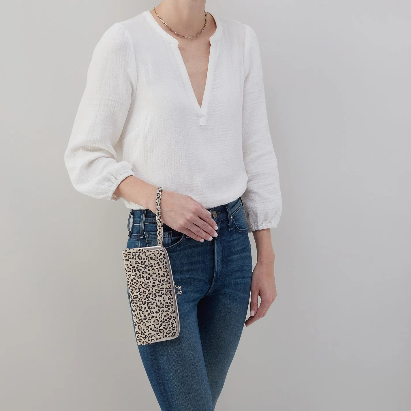 Cora Large Frame Wallet in Printed Leather - Mini Leopard