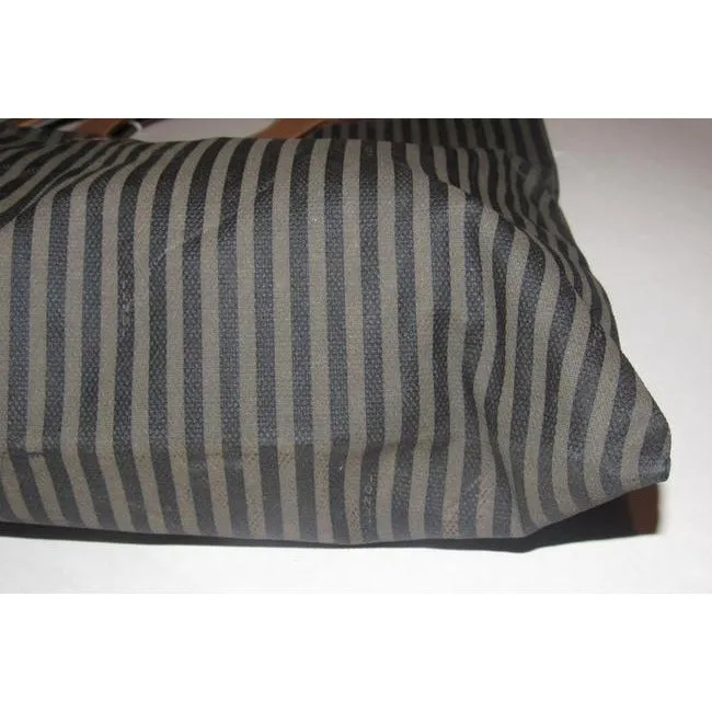 Fendi Regimental Stripe & Camel Leather Porthole Tote