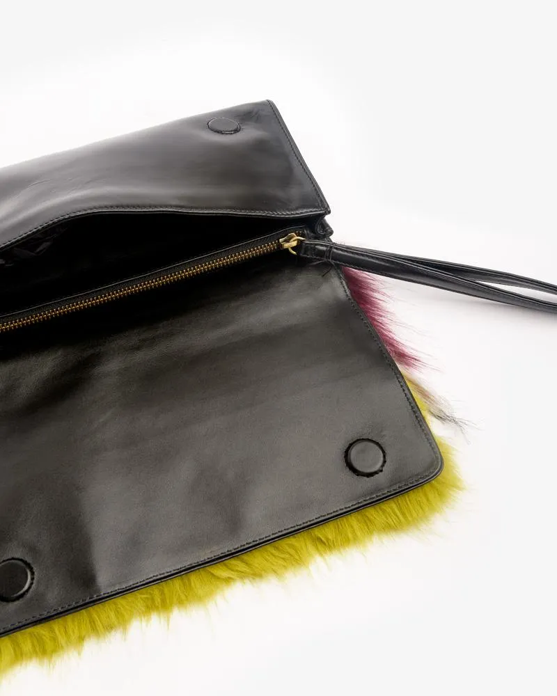 Fur Clutch Bag in Green