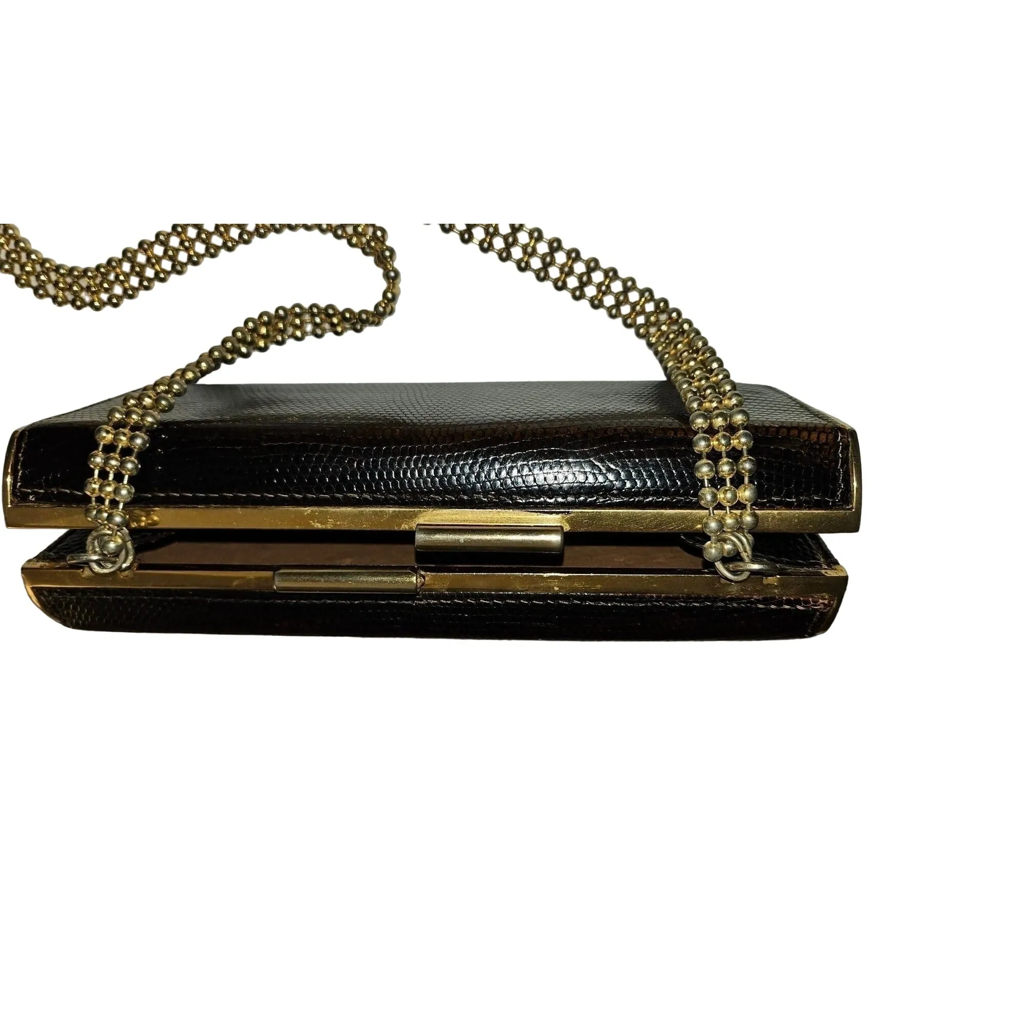 Gucci python two-way boxy 50's purse w gold chain strap