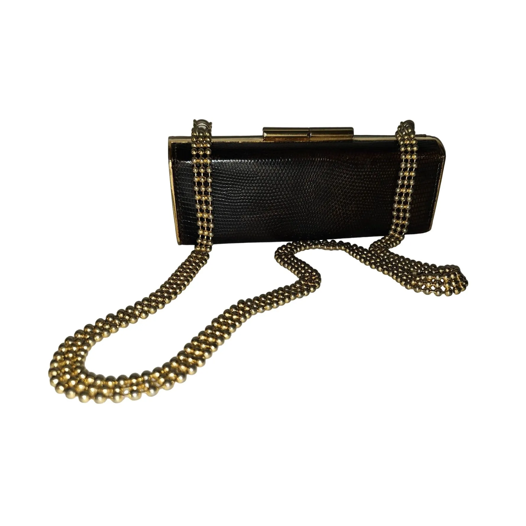 Gucci python two-way boxy 50's purse w gold chain strap
