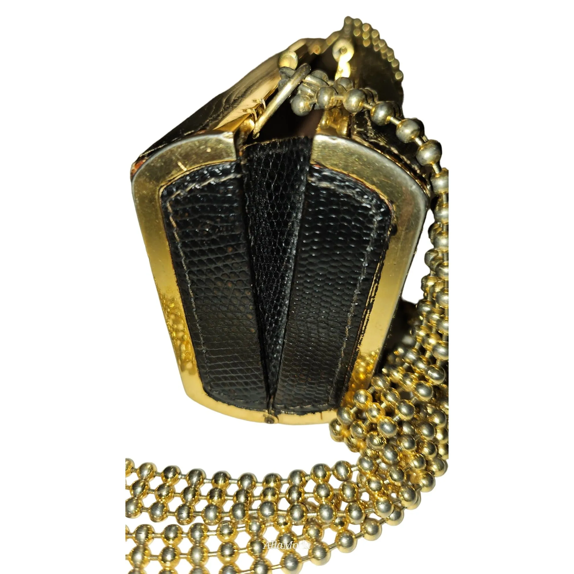 Gucci python two-way boxy 50's purse w gold chain strap