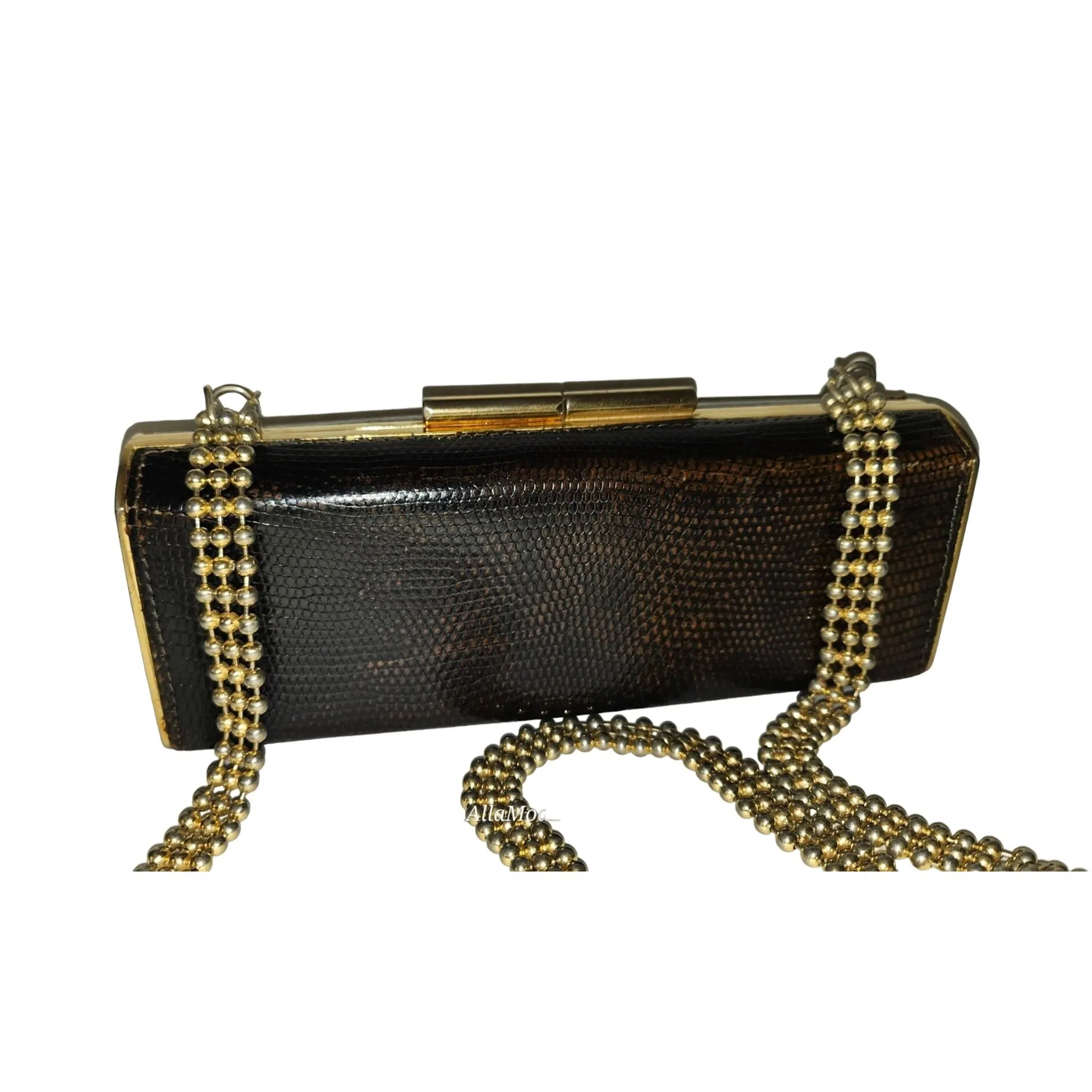 Gucci python two-way boxy 50's purse w gold chain strap