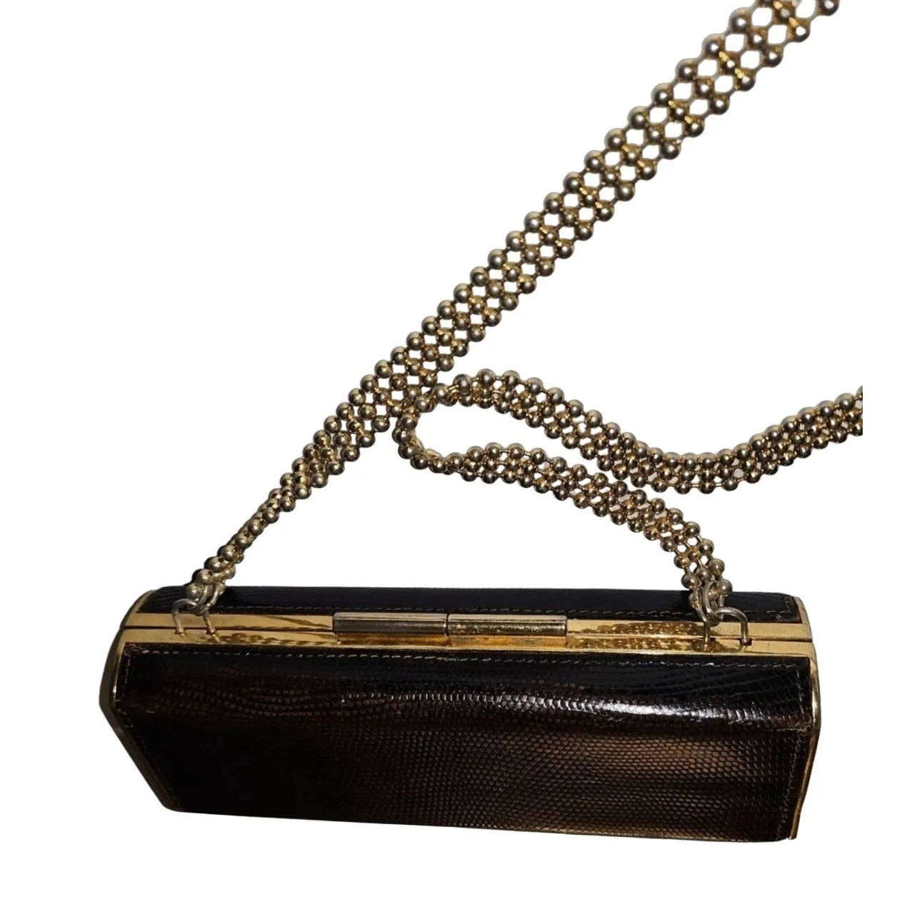 Gucci python two-way boxy 50's purse w gold chain strap