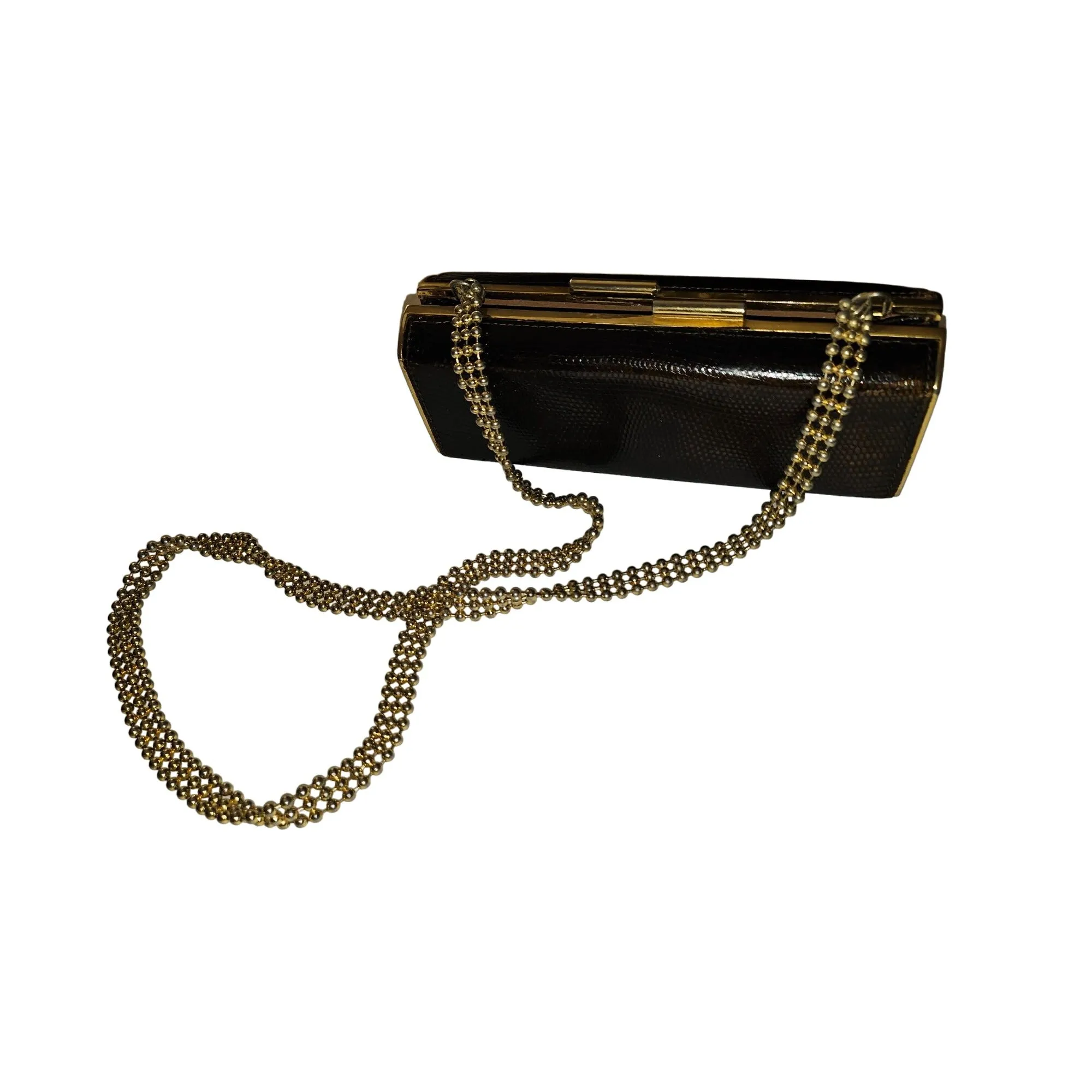 Gucci python two-way boxy 50's purse w gold chain strap