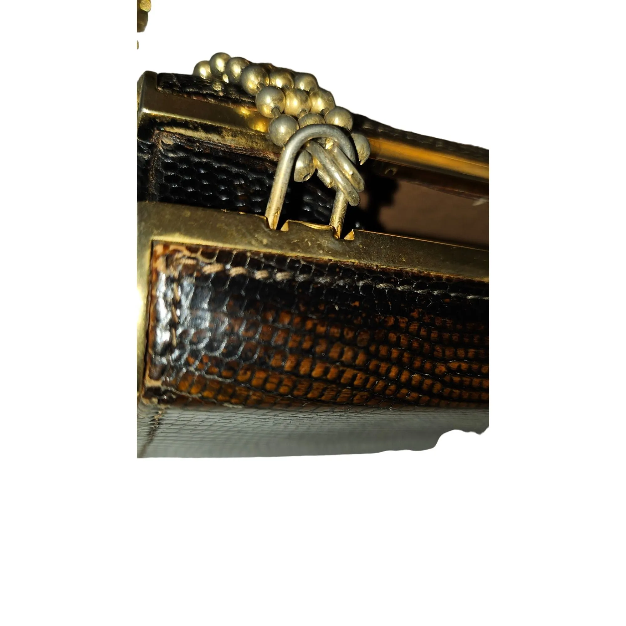 Gucci python two-way boxy 50's purse w gold chain strap