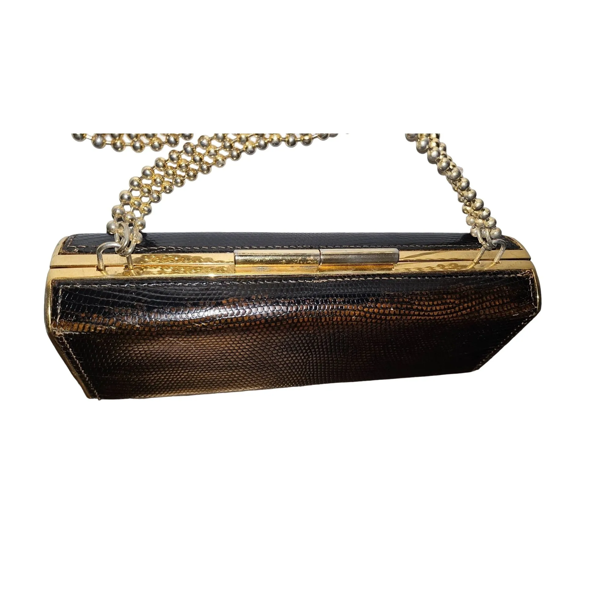 Gucci python two-way boxy 50's purse w gold chain strap