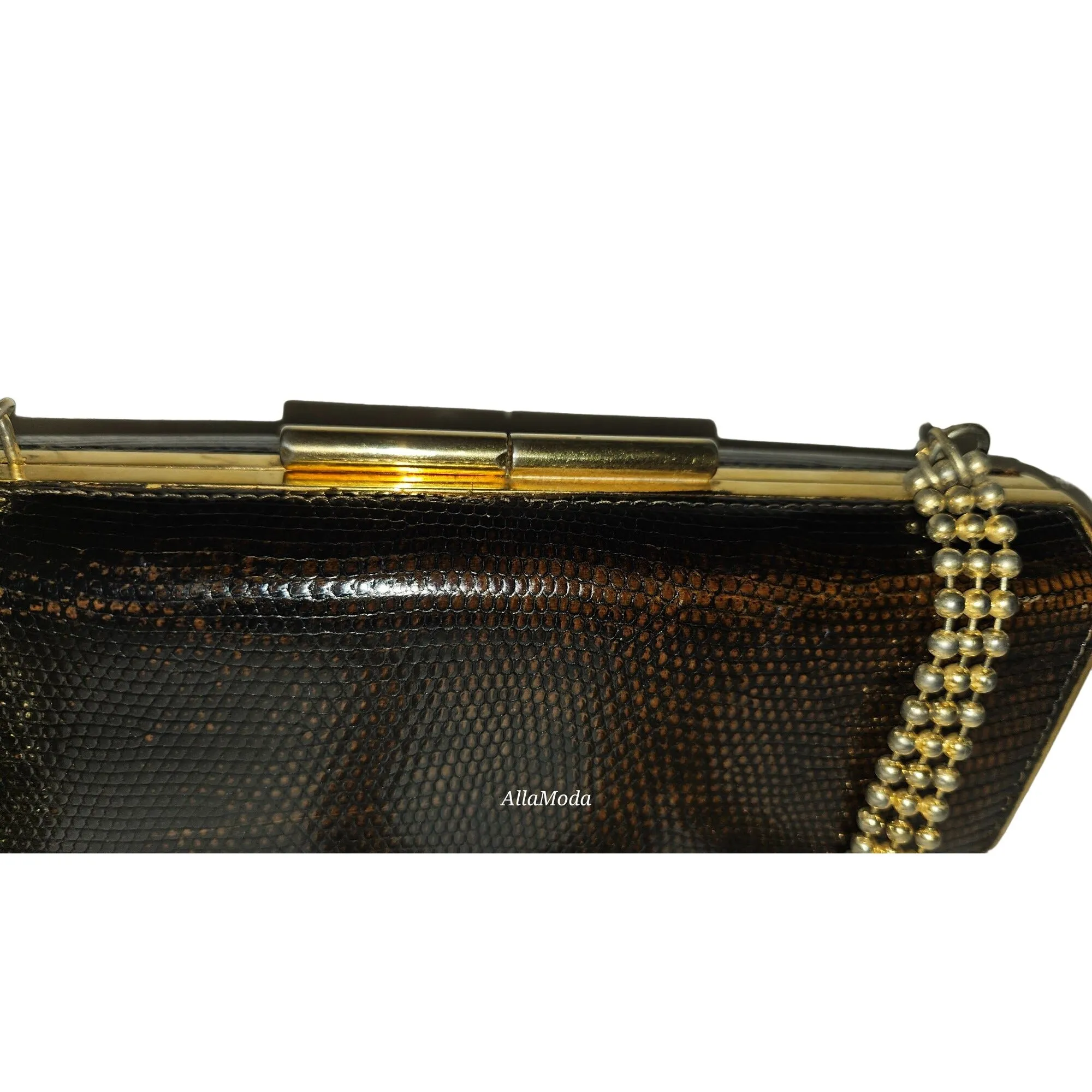 Gucci python two-way boxy 50's purse w gold chain strap