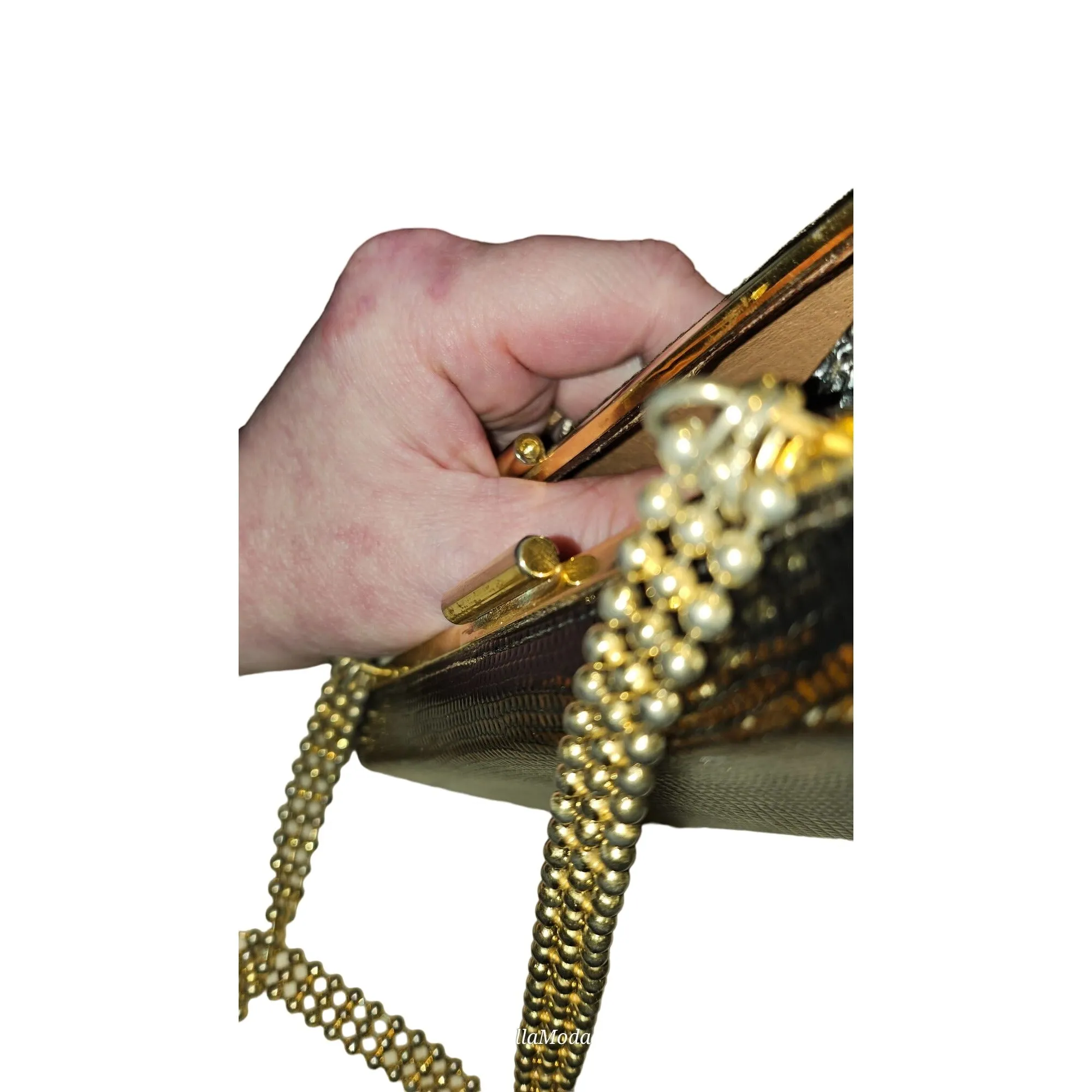 Gucci python two-way boxy 50's purse w gold chain strap