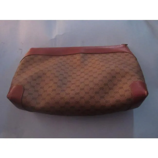 Gucci Vintage Purses Shades Of Brown Leather Canvas Clutch