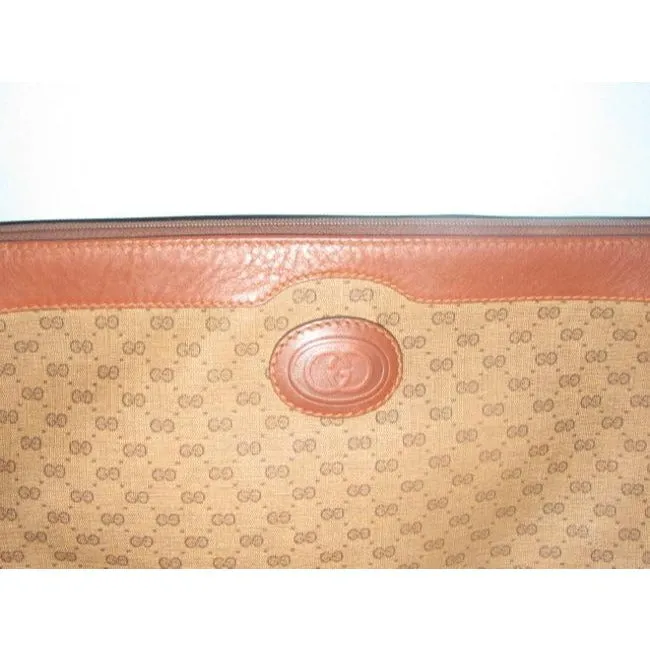 Gucci Vintage Purses Shades Of Brown Leather Canvas Clutch